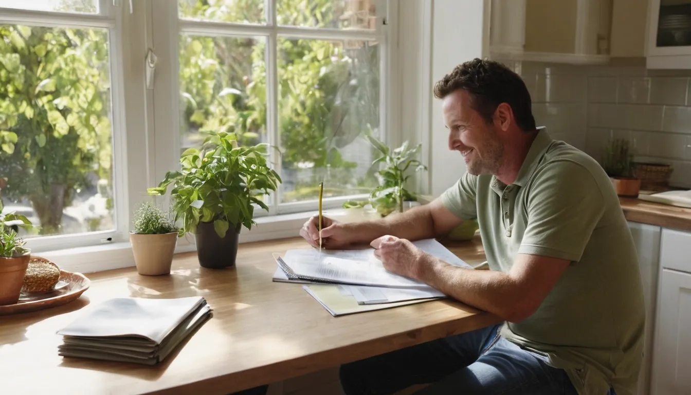A homeowner reading a window quote at the kitchen table